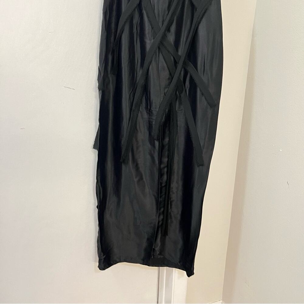 Zara Black FLORAL SATIN MIDI DRESS - Picture 14 of 15